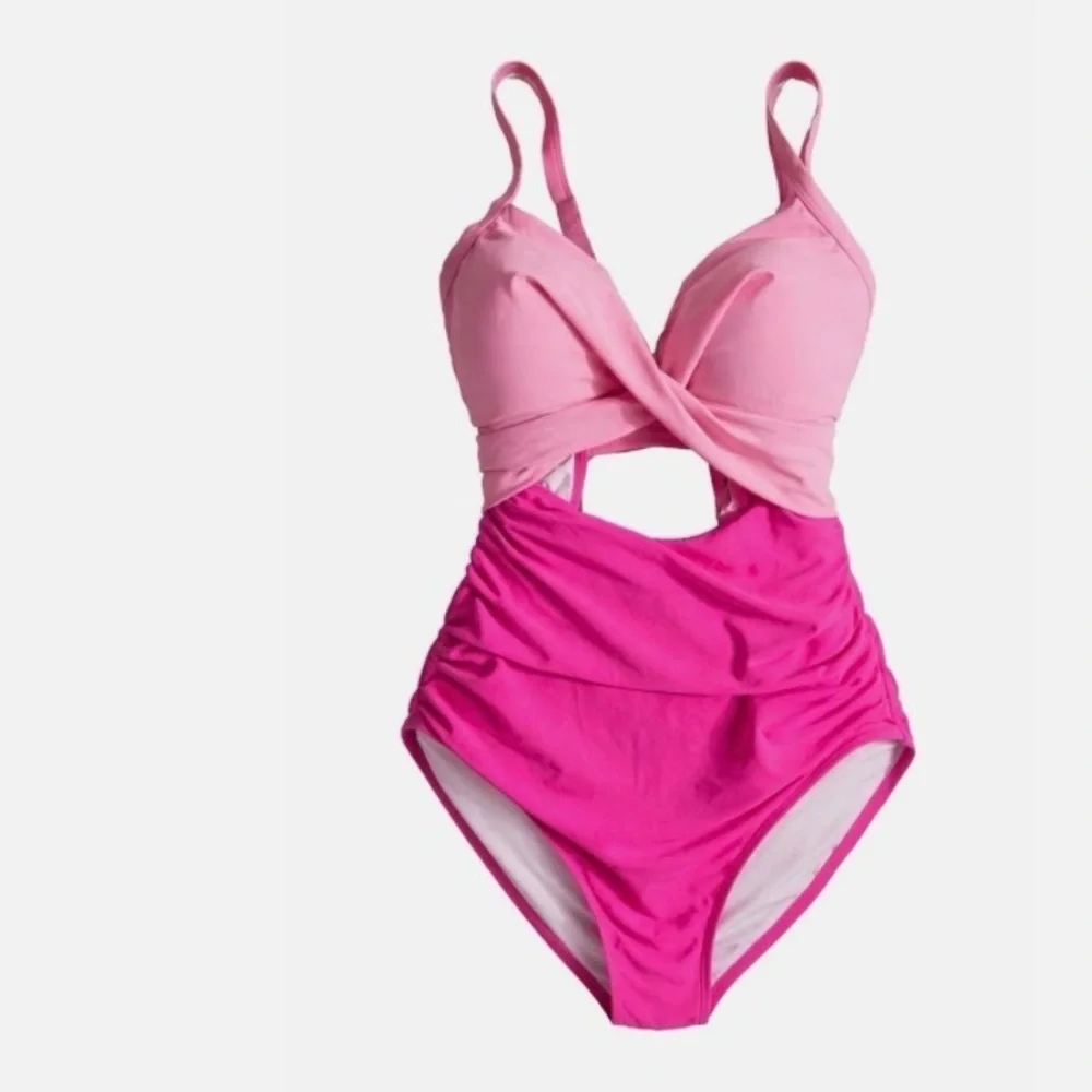 Eomenie Women’s One Piece Swimsuit Size S Pink w/cut out design Padded Summer - Picture 4 of 10